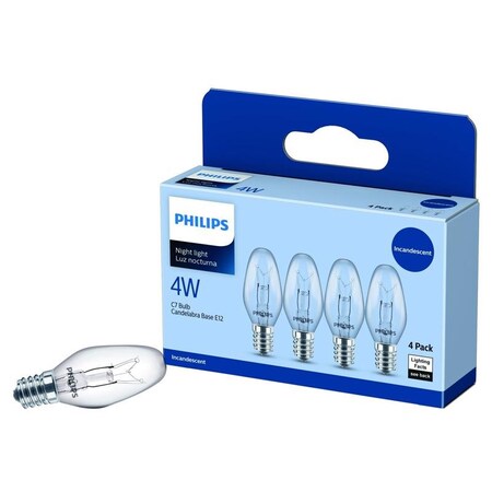 Philips 4 W C7 Incandescent Bulb E12 Candelabra Soft White 4 pk 570168